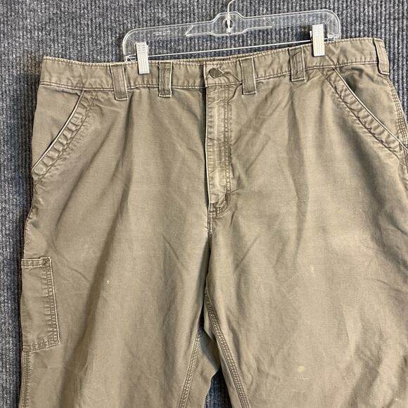 Carhartt Mens Dungaree Fit Carpenter Pants Size 44 Brown Rugged Work Wear Cotton - Picture 2 of 12